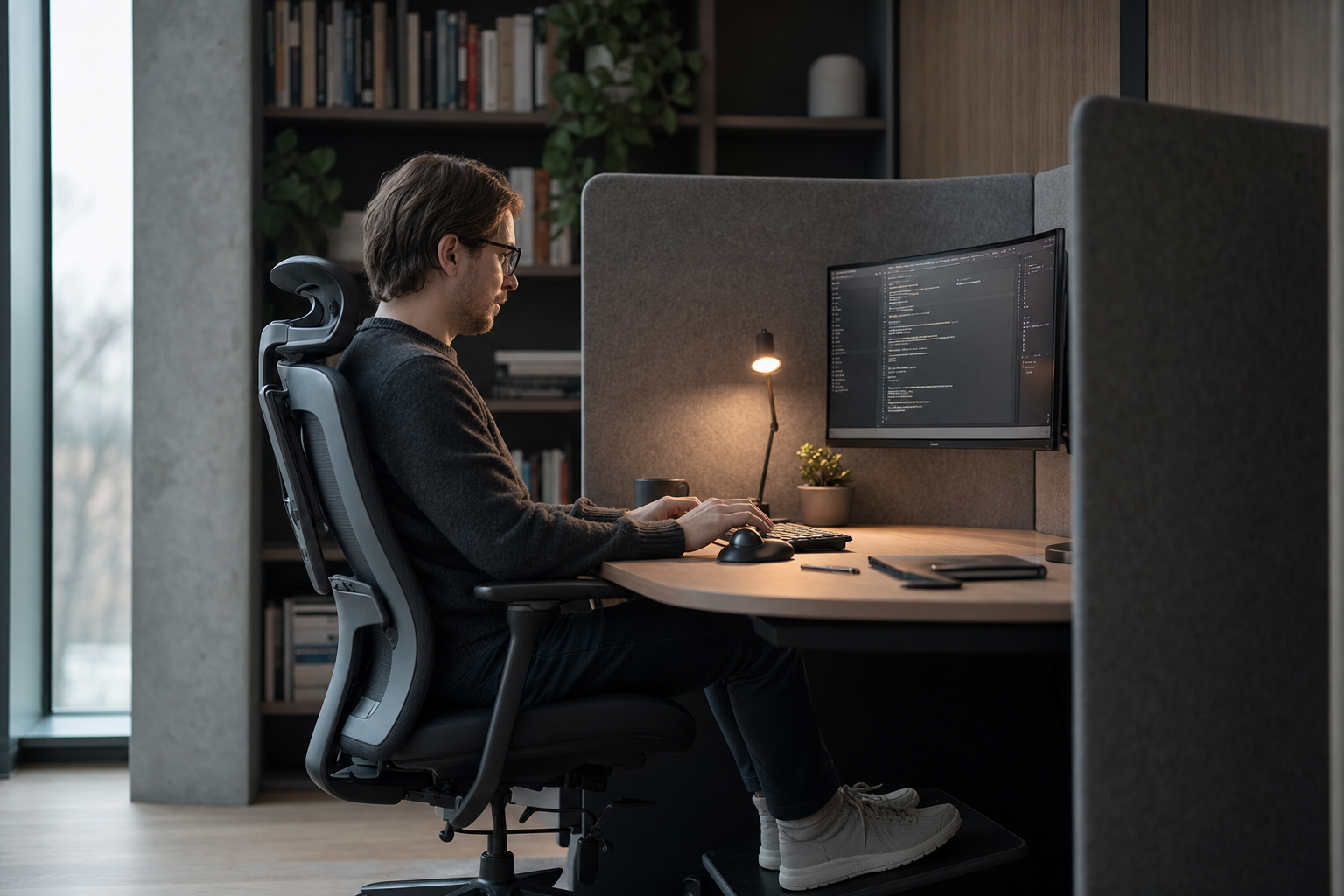 Prikkelarme werkplek met akoestische panelen
